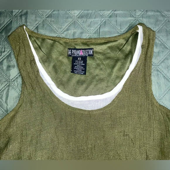 THE PYRAMID COLLECTION "Pixie" Layered Olive Sundress, size XS, LIKE NEW - Picture 7 of 11
